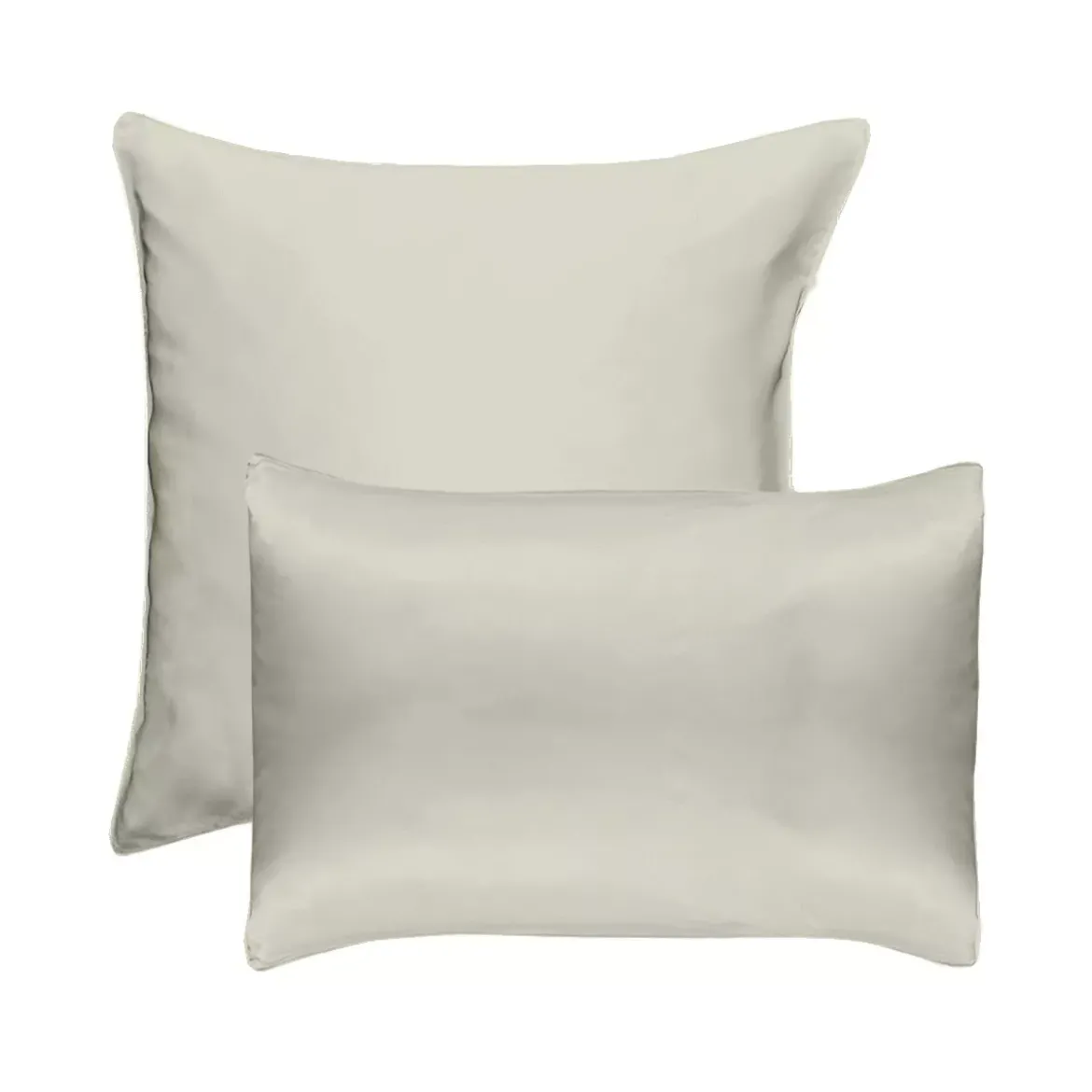Taie d'oreiller soie uni gris Jouvence argent