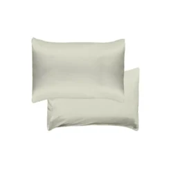 Taie d'oreiller soie uni gris Jouvence argent
