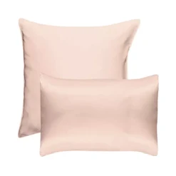 Taie d'oreiller soie uni rose Jouvence petale