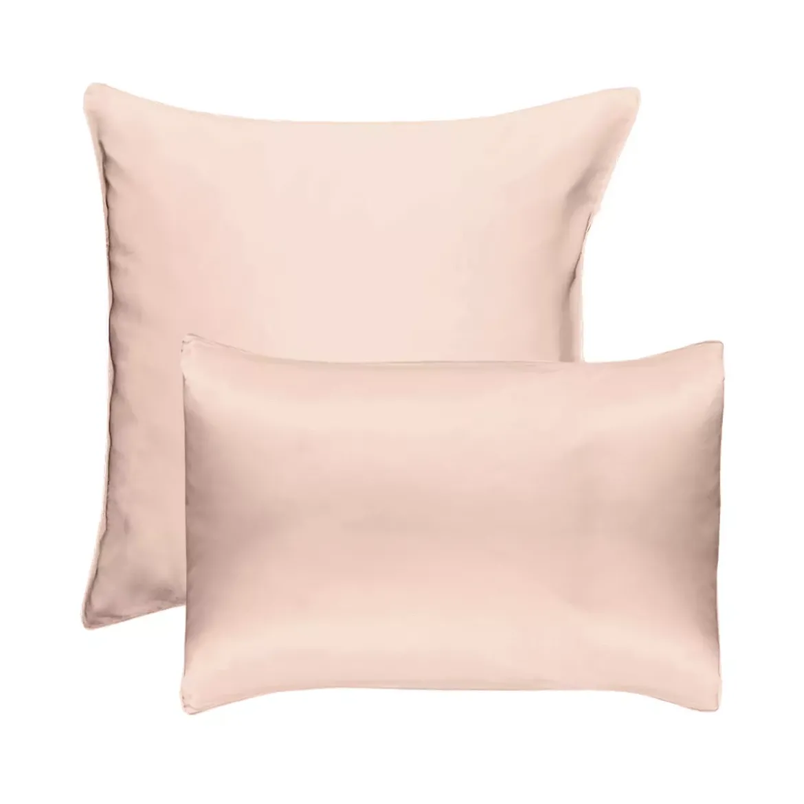 Taie d'oreiller soie uni rose Jouvence petale