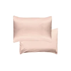 Taie d'oreiller soie uni rose Jouvence petale