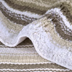Tapis de bain pur coton 2000 g/m² rayé beige Venice beige