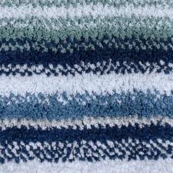 Tapis de bain pur coton 2000 g/m² rayé bleu Venice bleu