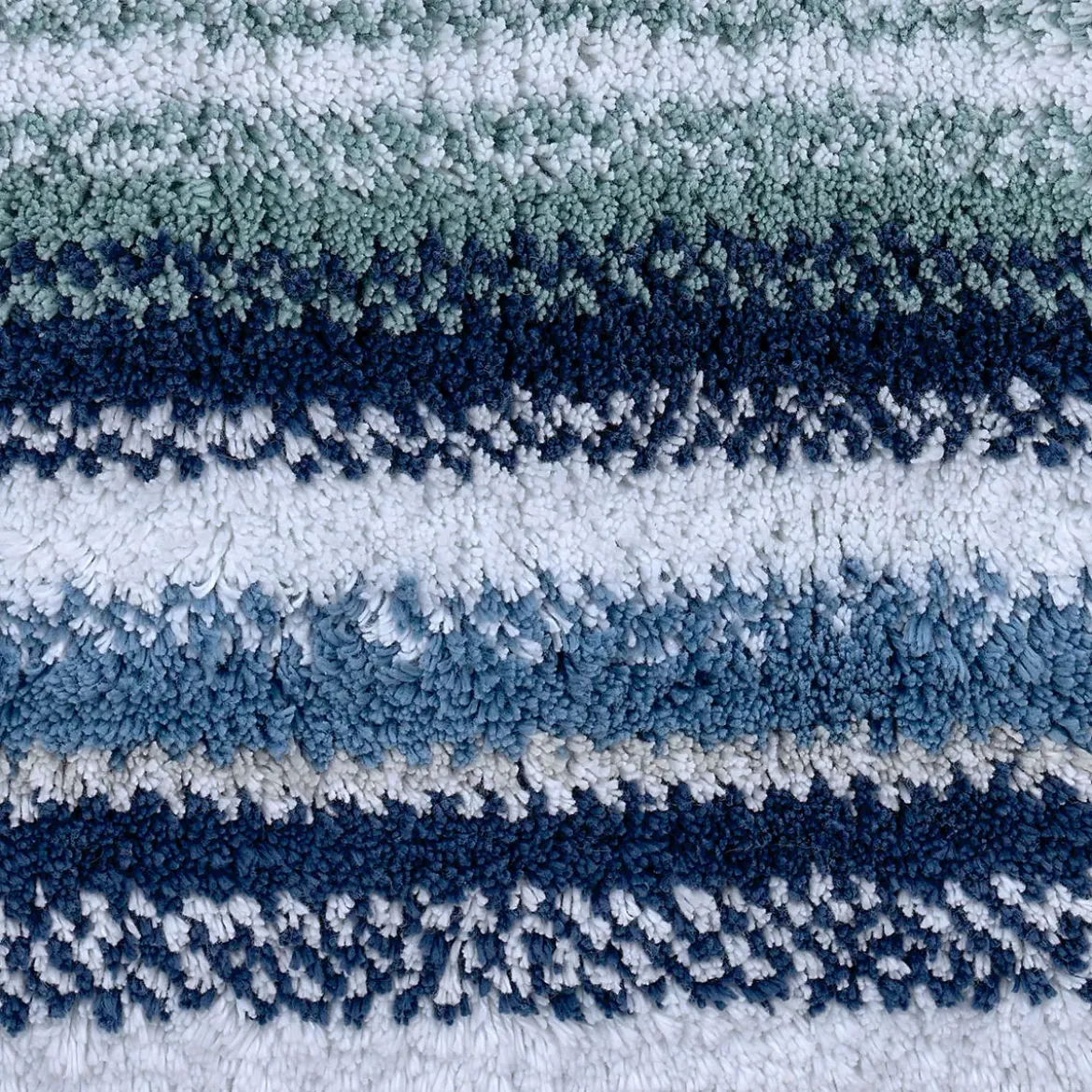Tapis de bain pur coton 2000 g/m² rayé bleu Venice bleu