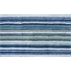 Tapis de bain pur coton 2000 g/m² rayé bleu Venice bleu