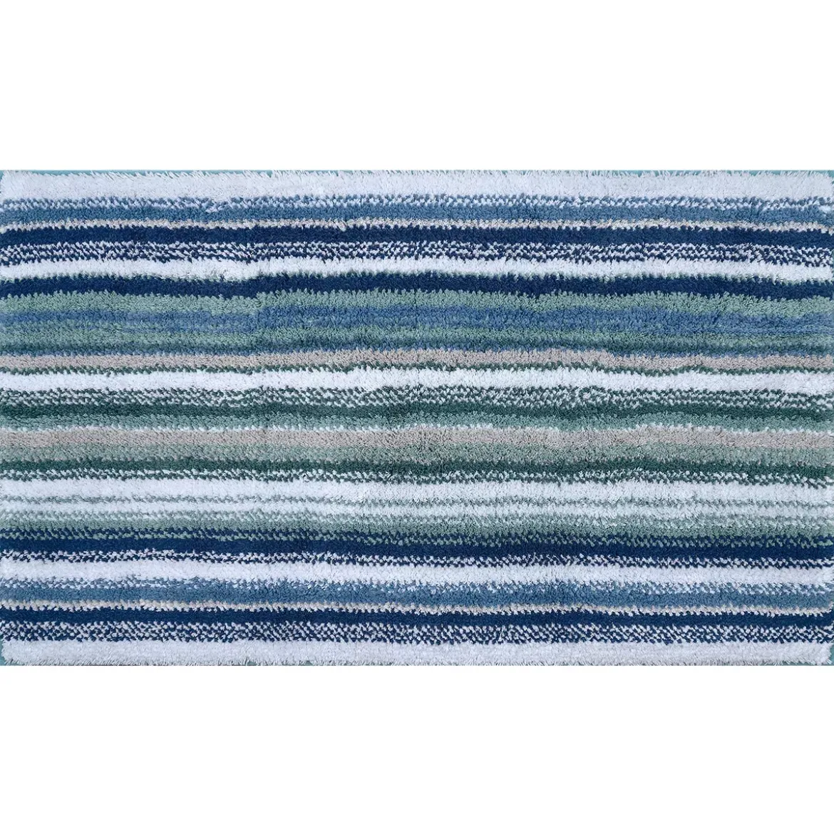 Tapis de bain pur coton 2000 g/m² rayé bleu Venice bleu