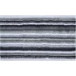 Tapis de bain pur coton 2000 g/m² rayé gris Venice gris