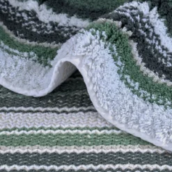 Tapis de bain pur coton 2000 g/m² rayé vert Venice vert