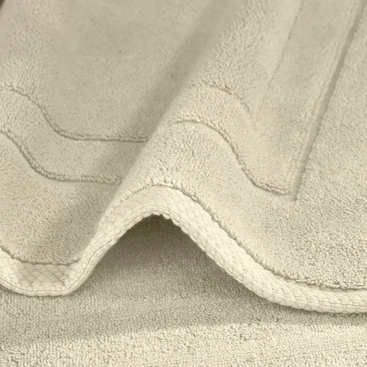 Tapis de bain pur coton 900 g/m² uni beige Elea angora