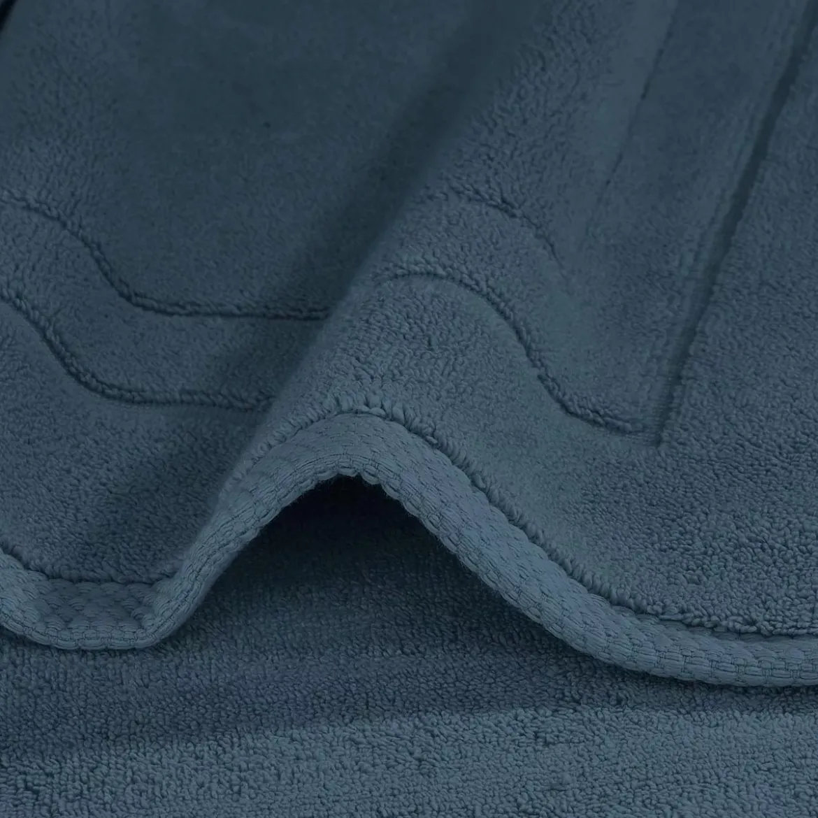 Tapis de bain pur coton 900 g/m² uni bleu Elea bleu ardoise
