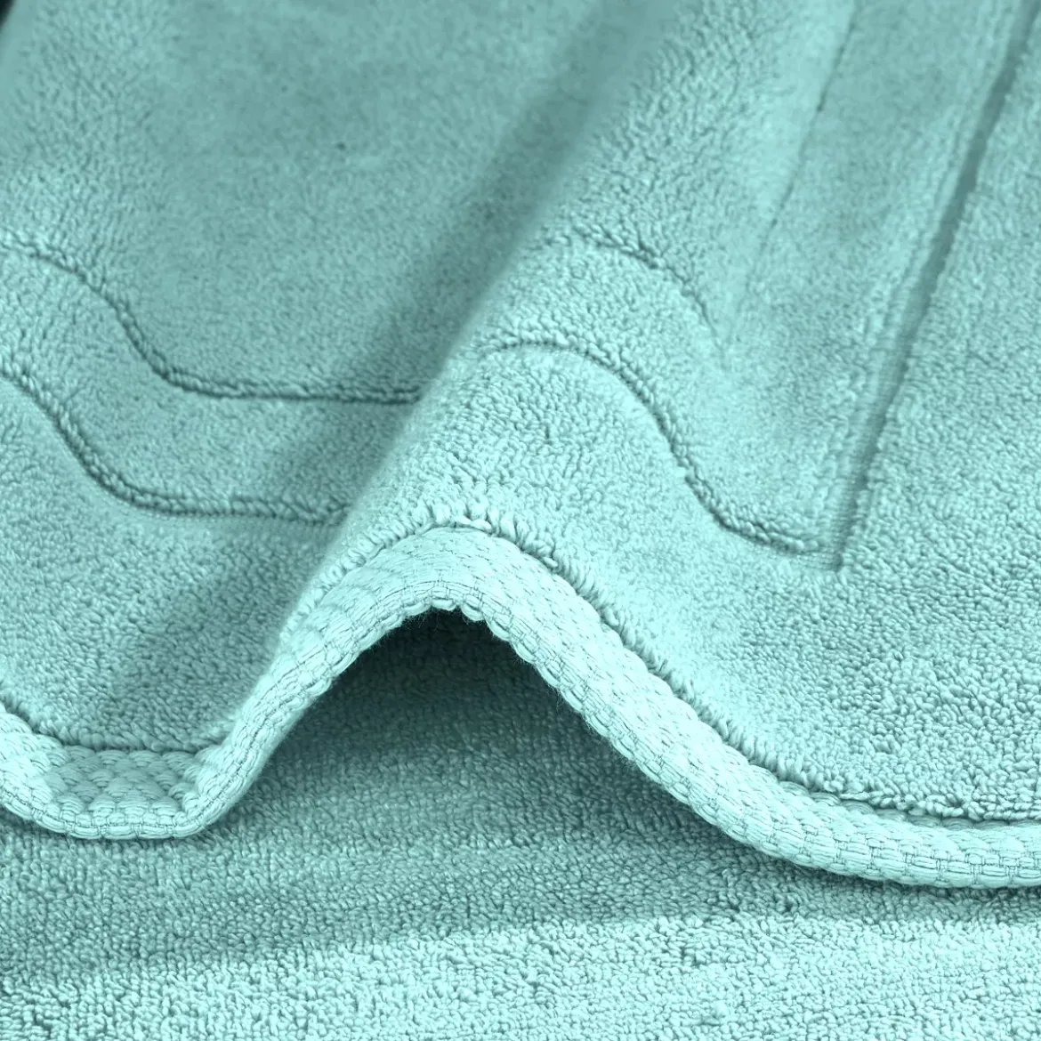 Tapis de bain pur coton 900 g/m² uni bleu Elea curacao