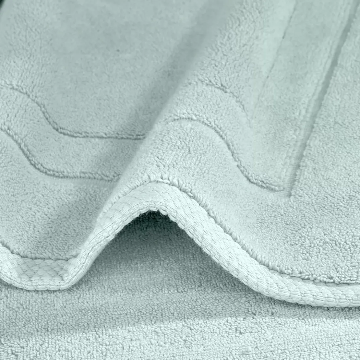 Tapis de bain pur coton 900 g/m² uni bleu Elea glacier