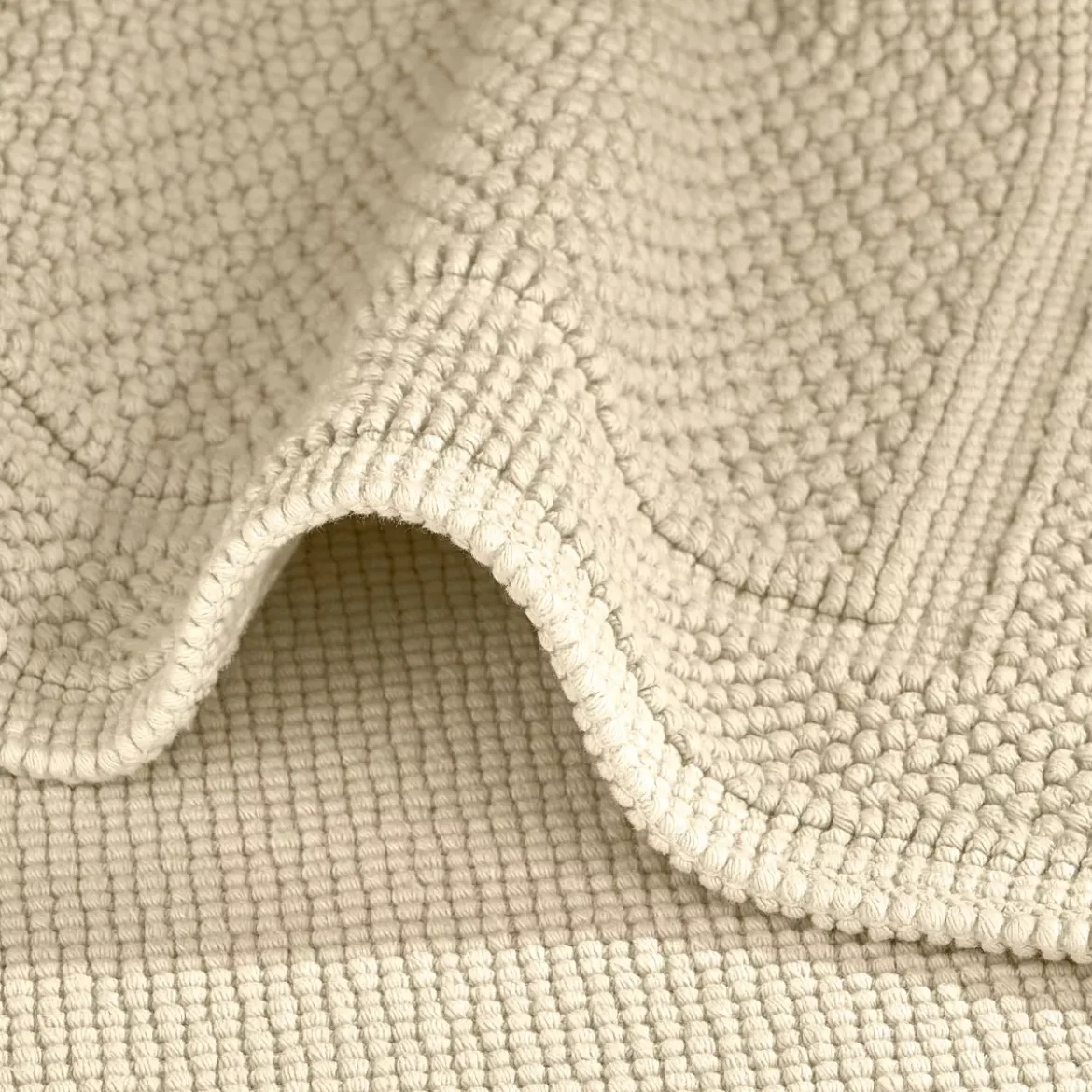 Tapis de bain pur coton 1700 g/m² uni beige Antica lin