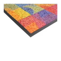 Tapis decor caoutchouc & nylon imprimé multicolore Geo multicolore