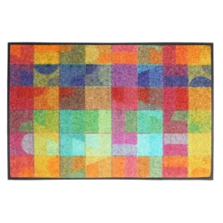 Tapis decor caoutchouc & nylon imprimé multicolore Geo multicolore