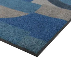 Tapis decor caoutchouc & nylon imprimé bleu canard Livio petrole