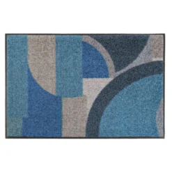 Tapis decor caoutchouc & nylon imprimé bleu canard Livio petrole