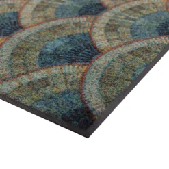 Tapis decor caoutchouc & nylon imprimé beige canard Ecailles canard