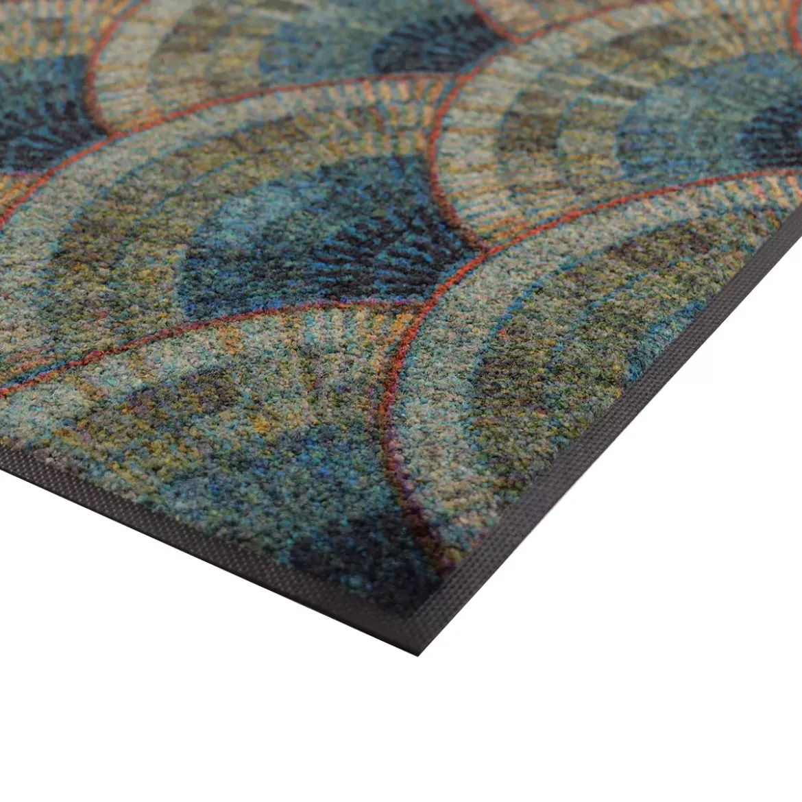 Tapis decor caoutchouc & nylon imprimé beige canard Ecailles canard