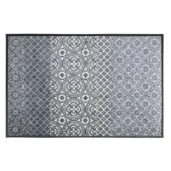 Tapis decor caoutchouc & nylon imprimé gris Bastides gris