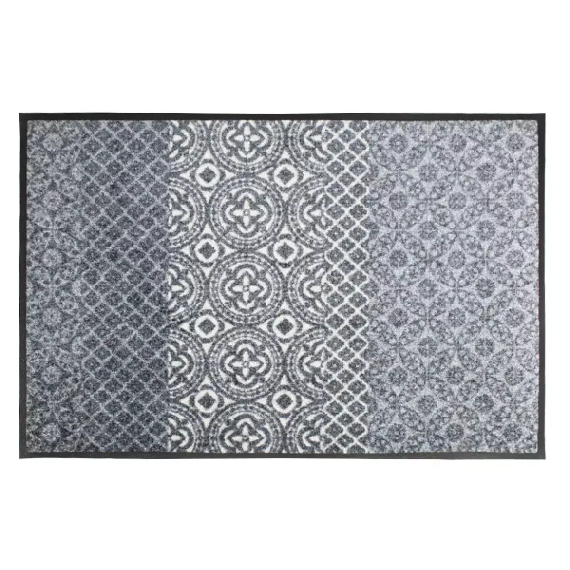 Tapis decor caoutchouc & nylon imprimé gris Bastides gris