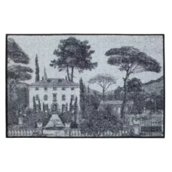 Tapis decor caoutchouc & nylon imprimé gris Palazzina nocturne