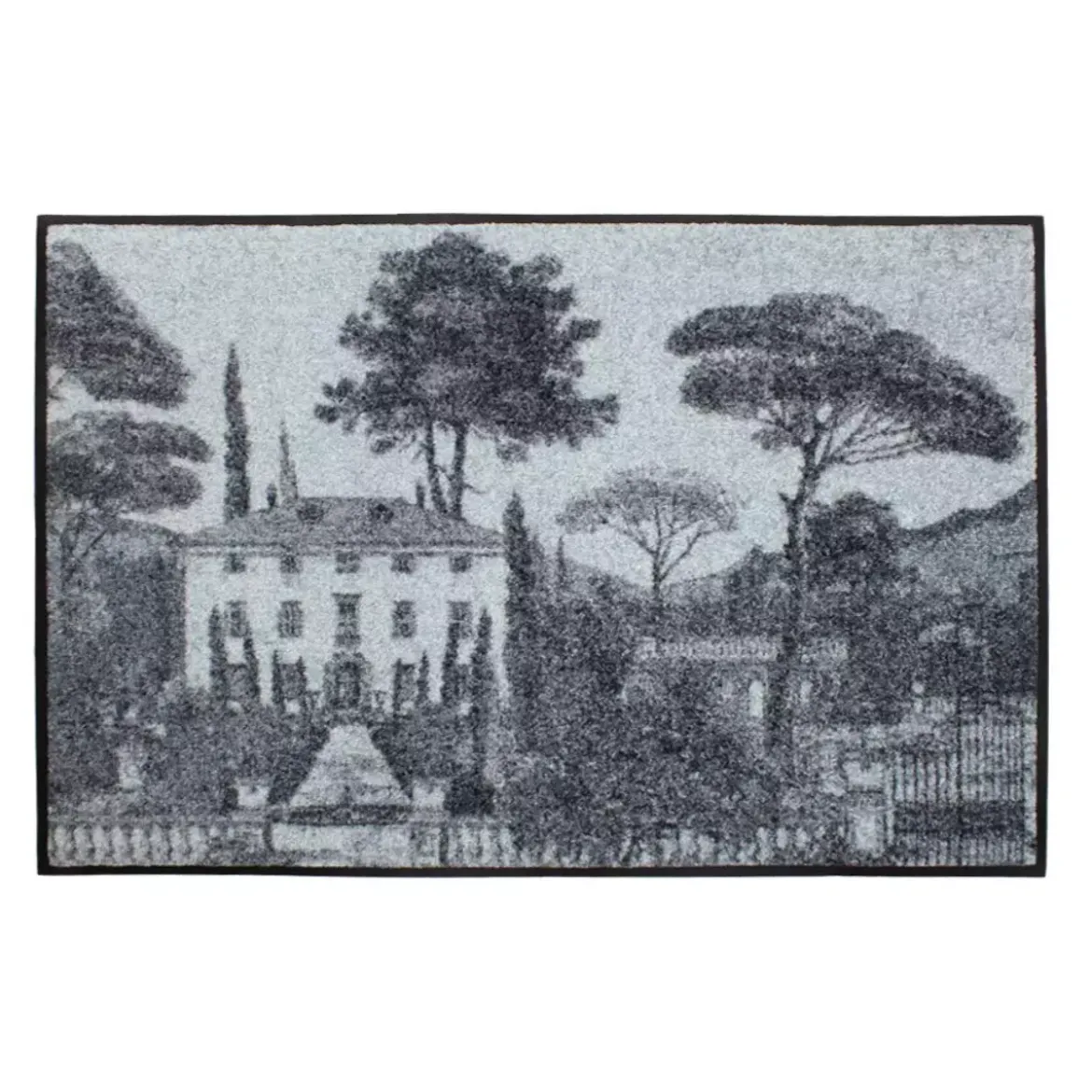 Tapis decor caoutchouc & nylon imprimé gris Palazzina nocturne