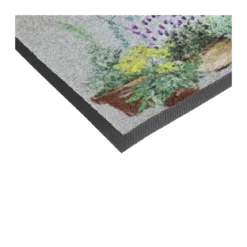 Tapis decor caoutchouc & nylon imprimé gris multicolore Aromates beige