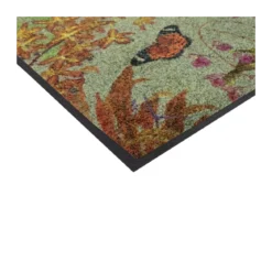 Tapis decor caoutchouc & nylon imprimé gris Orchidees gris