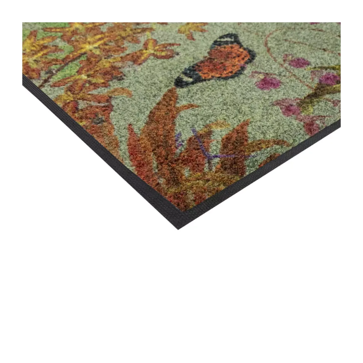 Tapis decor caoutchouc & nylon imprimé gris Orchidees gris