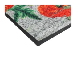 Tapis decor caoutchouc & nylon imprimé multicolore Coquelicots rouge