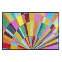 Tapis decor caoutchouc & nylon imprimé multicolore Eventail multicolore