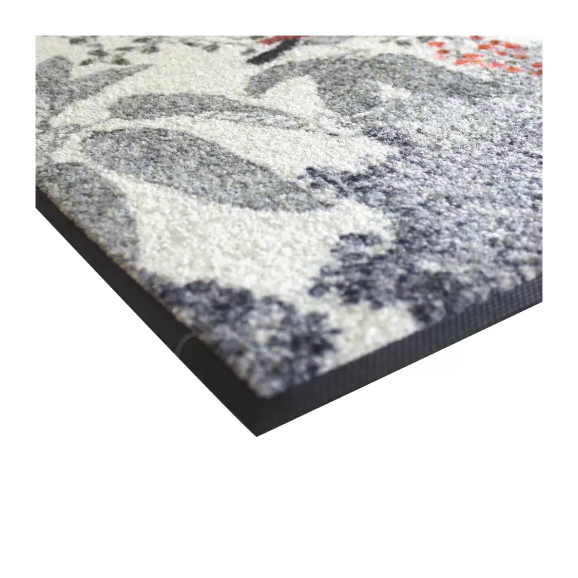 Tapis decor caoutchouc & nylon imprimé multicolore Monochrome fusain