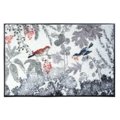 Tapis decor caoutchouc & nylon imprimé multicolore Monochrome fusain