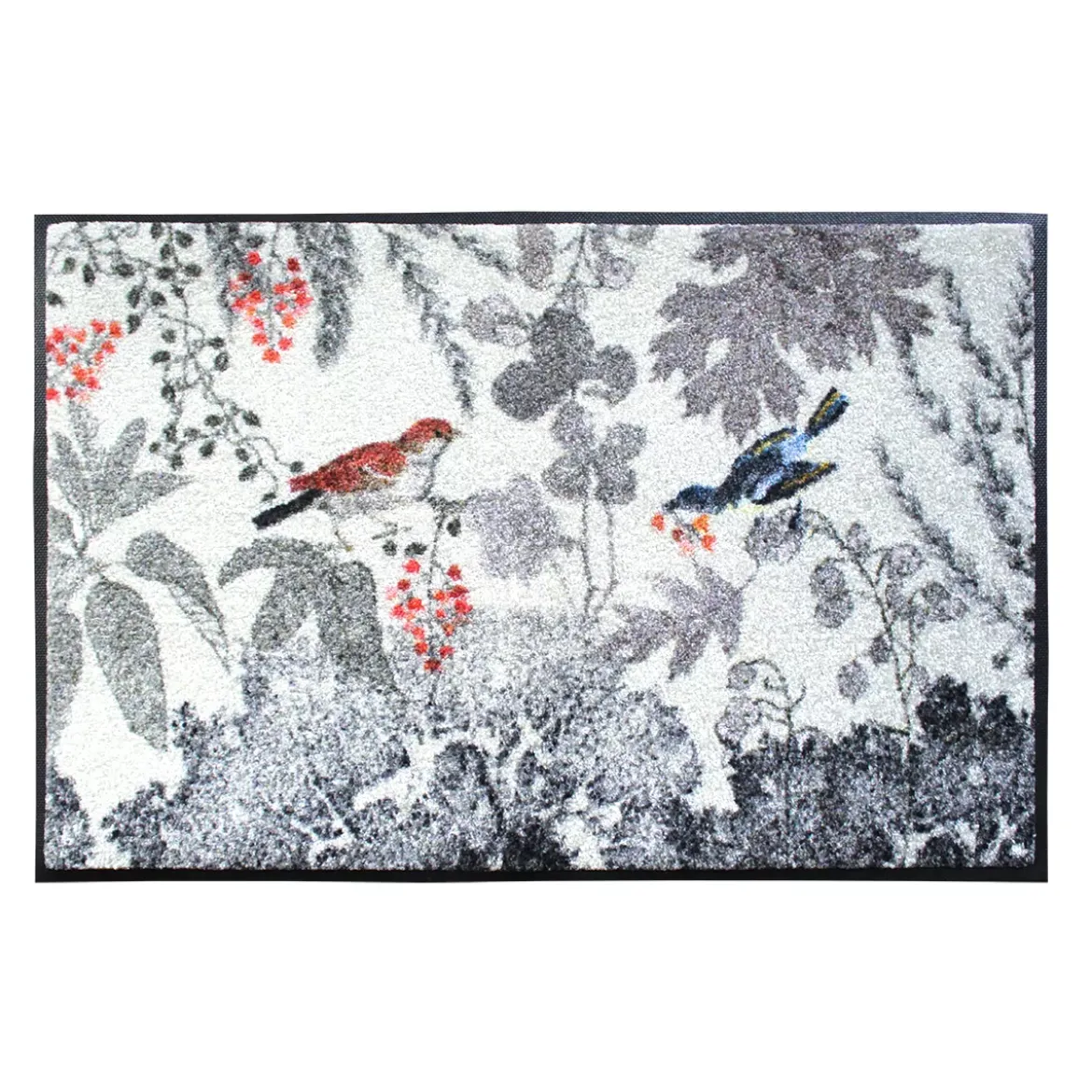 Tapis decor caoutchouc & nylon imprimé multicolore Monochrome fusain