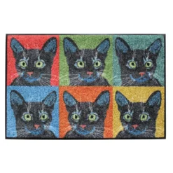 Tapis decor caoutchouc & nylon imprimé multicolore Chats pop art multicolore