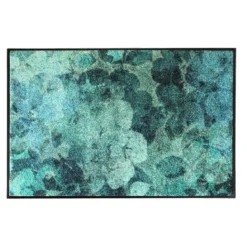 Tapis decor caoutchouc & nylon imprimé bleu Evanescence bleu