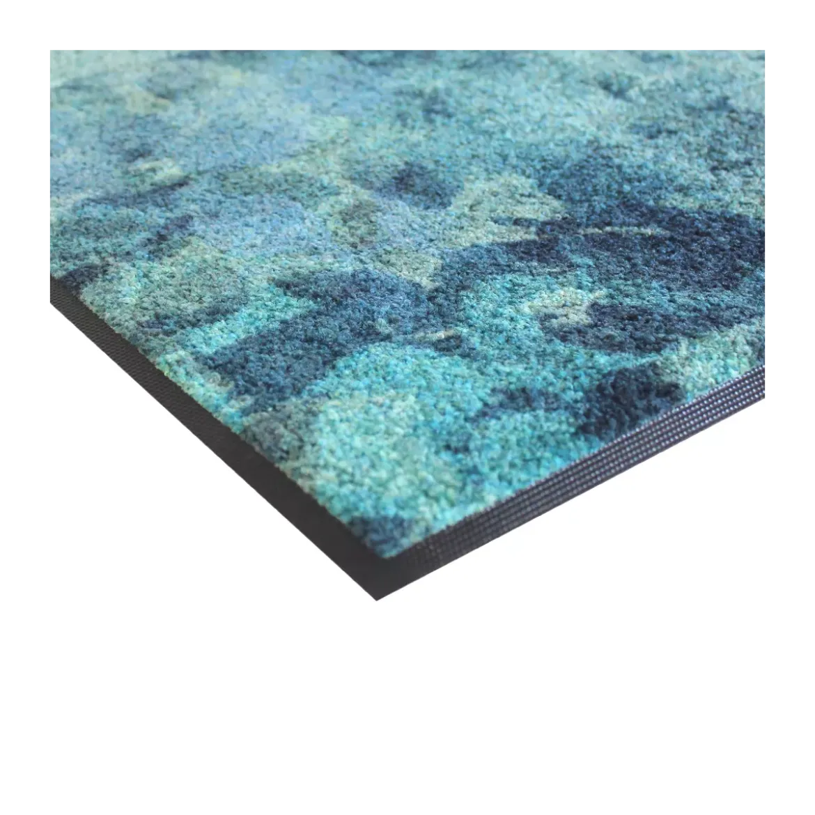 Tapis decor caoutchouc & nylon imprimé bleu Evanescence bleu