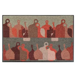 Tapis decor caoutchouc & nylon imprimé vert orange Planches d'olivier vert