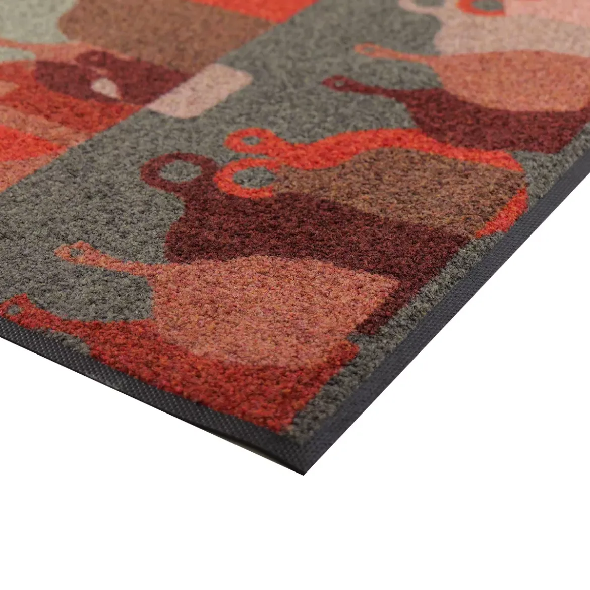 Tapis decor caoutchouc & nylon imprimé vert orange Planches d'olivier vert