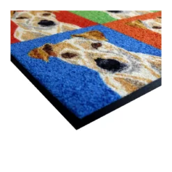 Tapis decor caoutchouc & nylon imprimé multicolore Chiens pop art multicolore