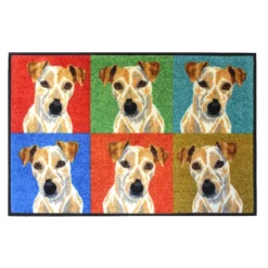 Tapis decor caoutchouc & nylon imprimé multicolore Chiens pop art multicolore