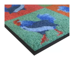 Tapis decor caoutchouc & nylon imprimé multicolore Coqs pop art multicolore