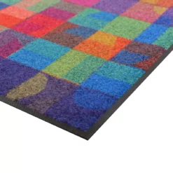 Tapis decor caoutchouc & nylon imprimé bleu violet Geo blue