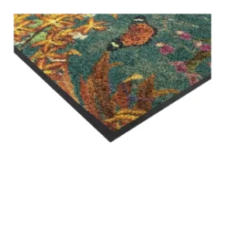 Tapis decor caoutchouc & nylon imprimé vert Orchidees vert