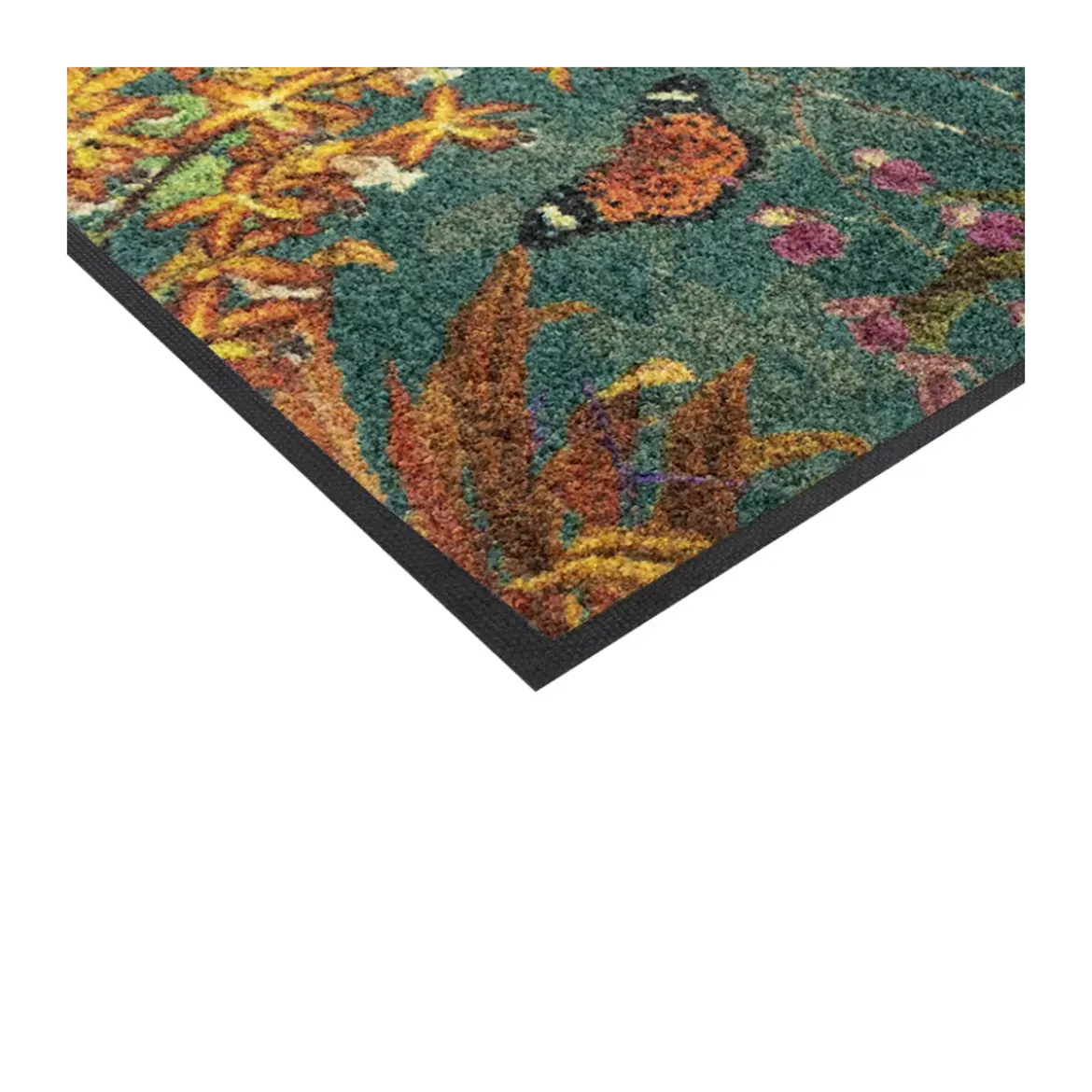 Tapis decor caoutchouc & nylon imprimé vert Orchidees vert