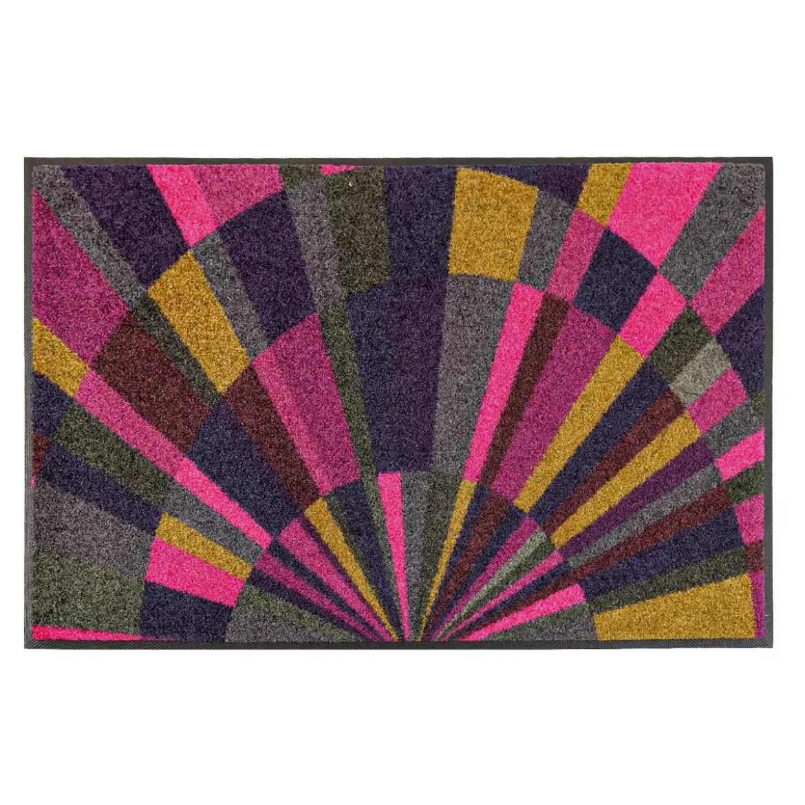 Tapis decor caoutchouc & nylon imprimé anthracite violet Eventail ultraviolet