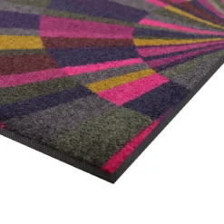 Tapis decor caoutchouc & nylon imprimé anthracite violet Eventail ultraviolet