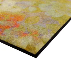 Tapis decor caoutchouc & nylon imprimé rose vert Evanescence anis