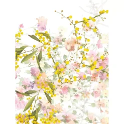 Torchon lin & coton lavé 190 g/m² imprimé multicolore Mimosas floraison